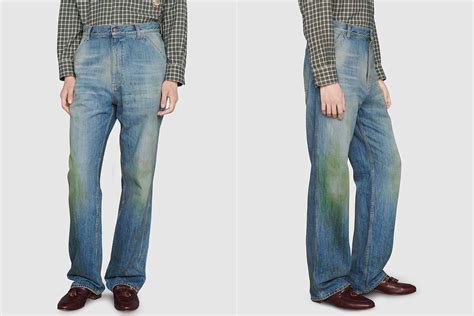 gucci grass stained pants|Gucci selling faded denim jeans with 'grass stain' effect for $2,000.